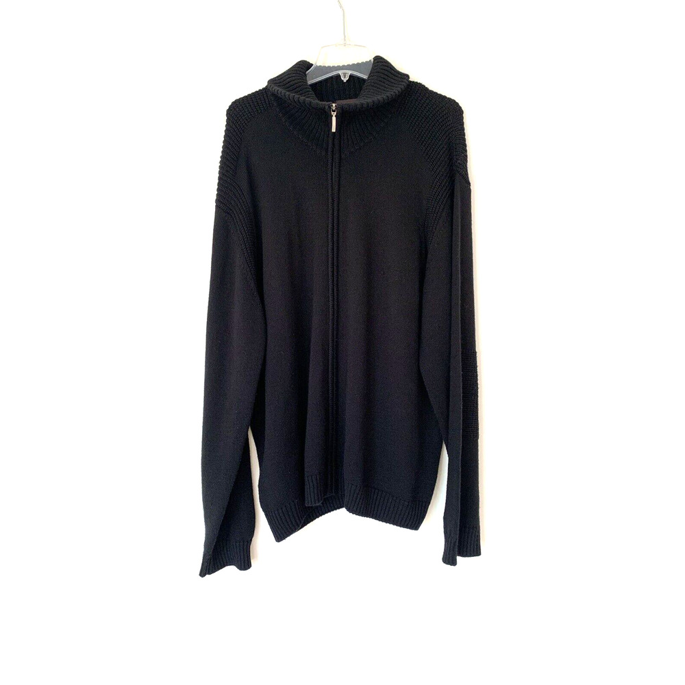 Neiman Marcus Mens Cardigan 2XL Full Zip Mock Neck Wool Blend Gray